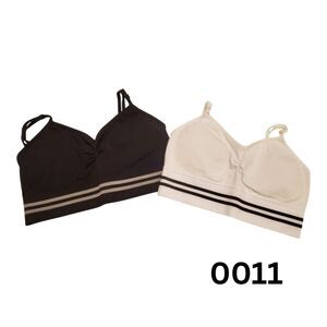 2-Pack Black & White Training Bras With Striped Band - Large Size  0011